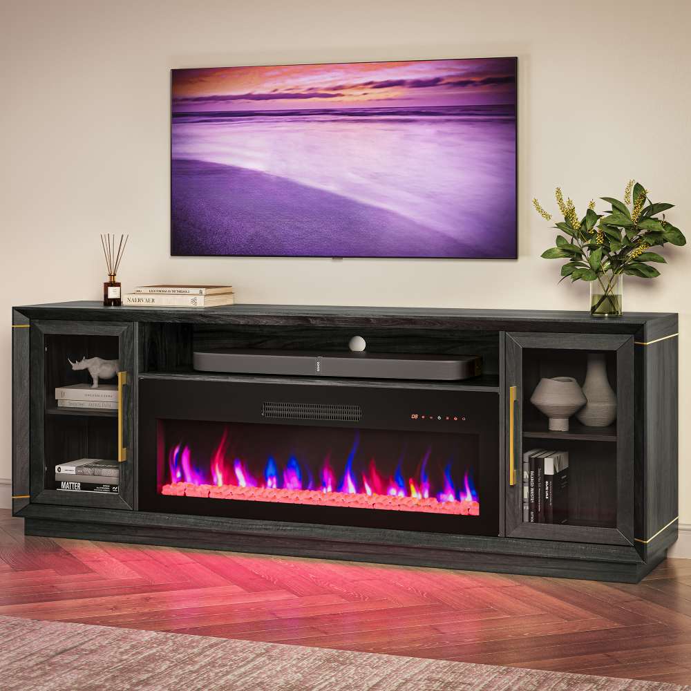 Sienna 74" Glass Door Fireplace TV Stand