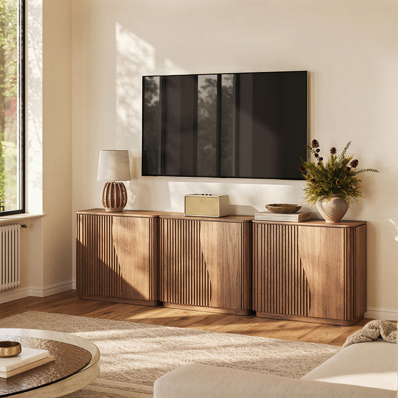 Simms 35" Modern S-Shaped Fluted Sideboard (Set of 4)