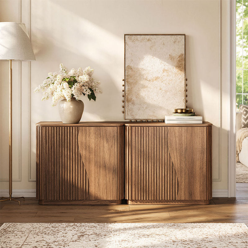 Simms 35" Modern S-Shaped Fluted Sideboard (Set of 2)