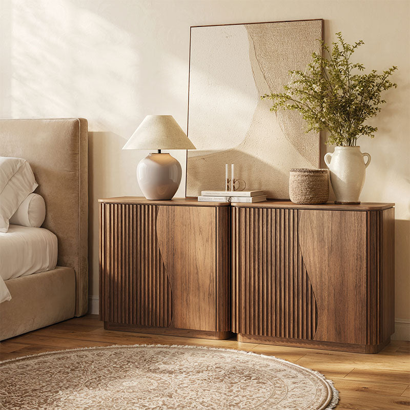 Simms 35" Modern S-Shaped Fluted Sideboard (Set of 2)