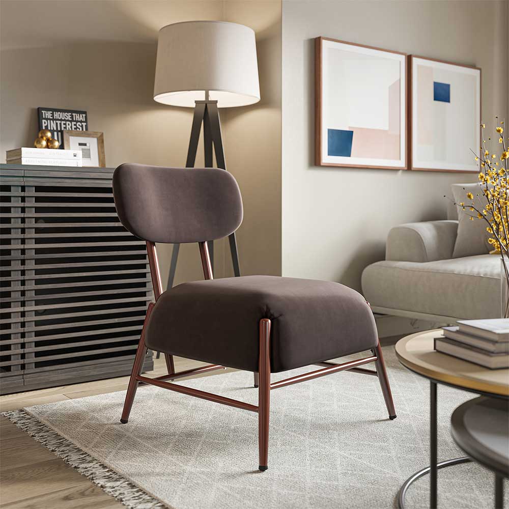 Quinton Mid-Century Modern Armless Velvet Accent Chair