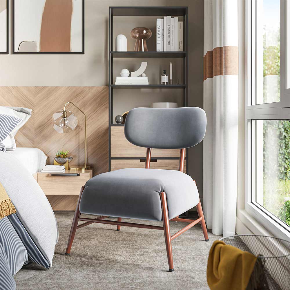 Quinton Mid-Century Modern Armless Velvet Accent Chair