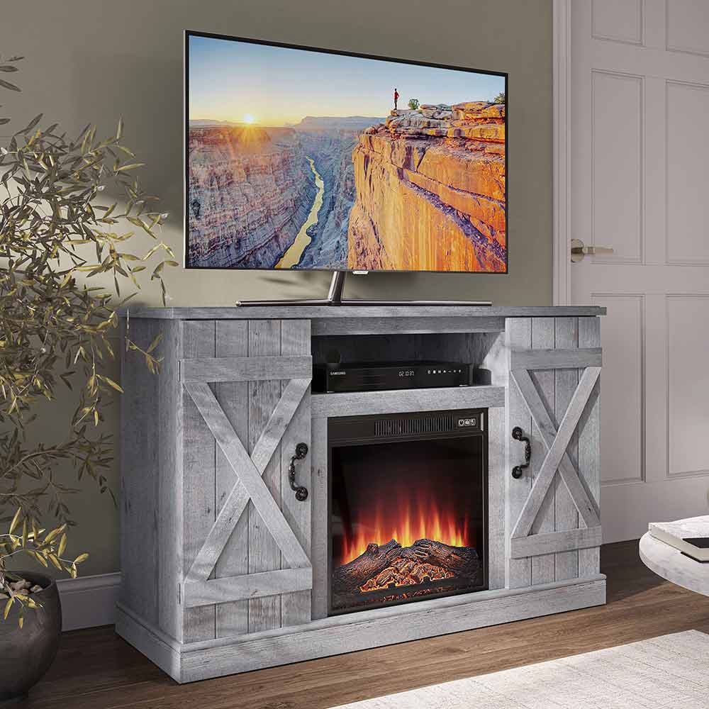 Veropeso 47" Barn Door Farmhouse Fireplace TV Stand