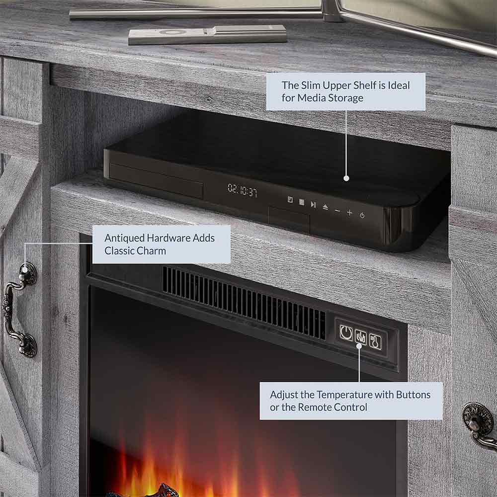 Veropeso 47" Barn Door Farmhouse Fireplace TV Stand