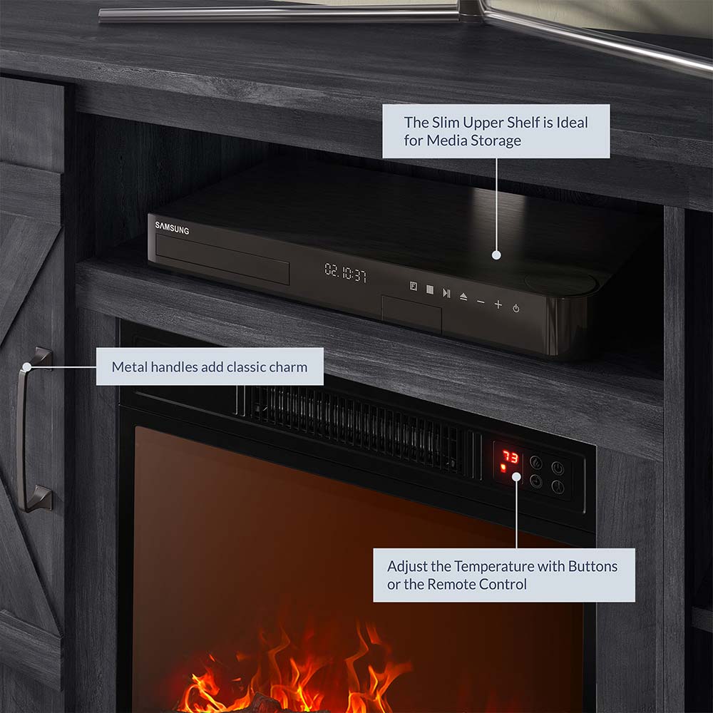 Veropeso 47" Barn Door Farmhouse Fireplace TV Stand