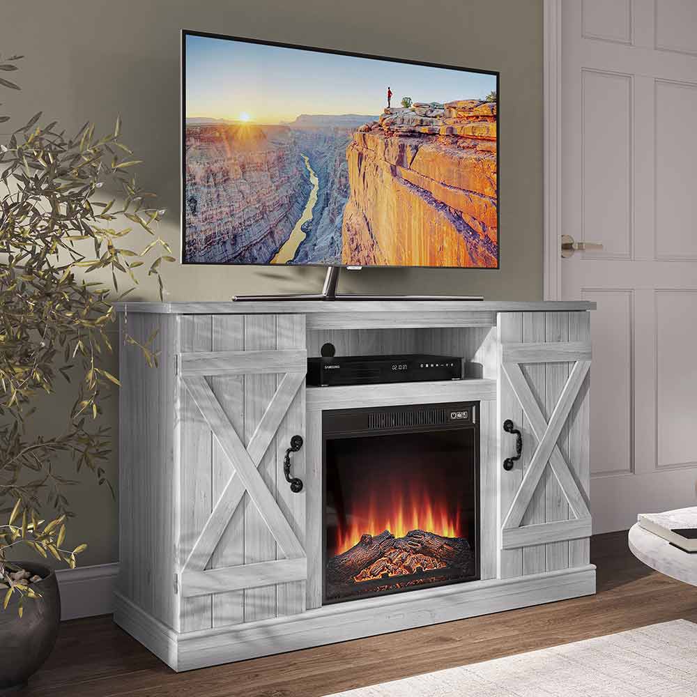 Veropeso 47" Barn Door Farmhouse Fireplace TV Stand