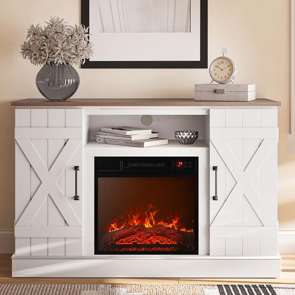 Veropeso 47" Barn Door Farmhouse Fireplace TV Stand