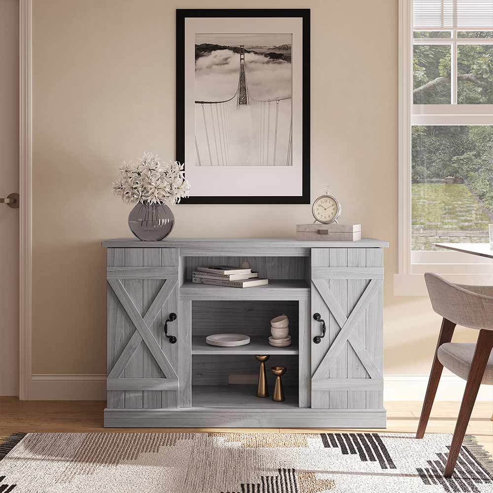 Veropeso 47" Barn Door Farmhouse Fireplace TV Stand
