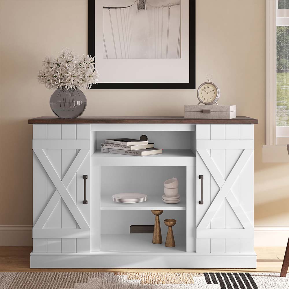 Veropeso 47" Barn Door Farmhouse Fireplace TV Stand