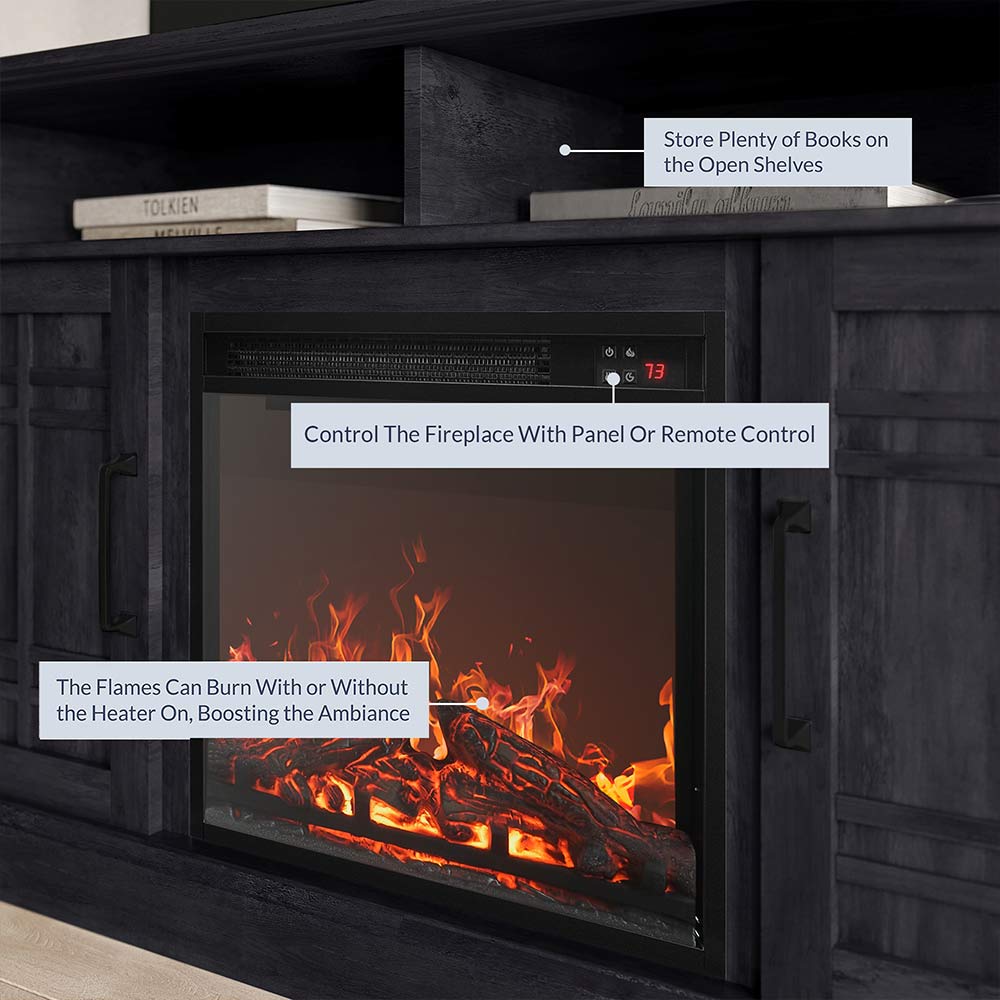 Norrell 48" Wood Grid Door Farmhouse Fireplace TV Stand
