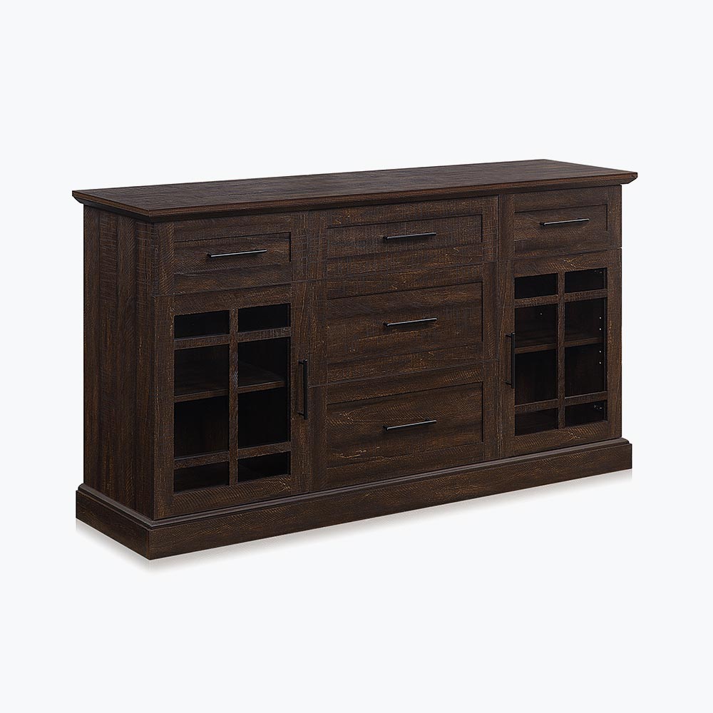 Astorga 58" Glass Door Modern Farmhouse Buffet Cabinet
