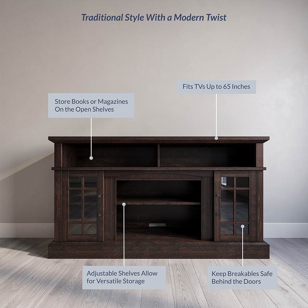 Astorga 58" Modern Farmhouse Fireplace TV Stand