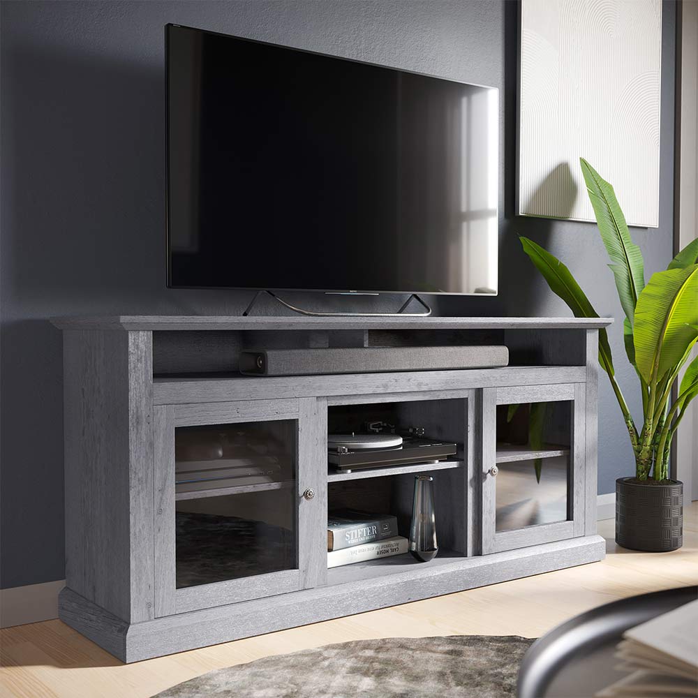 Cayman 60" Glass Door Farmhouse Fireplace TV Stand