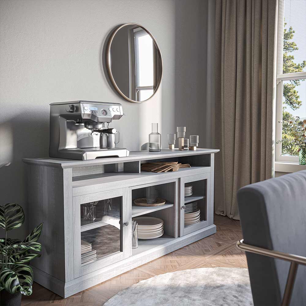 Cayman 60" Glass Door Farmhouse Fireplace TV Stand