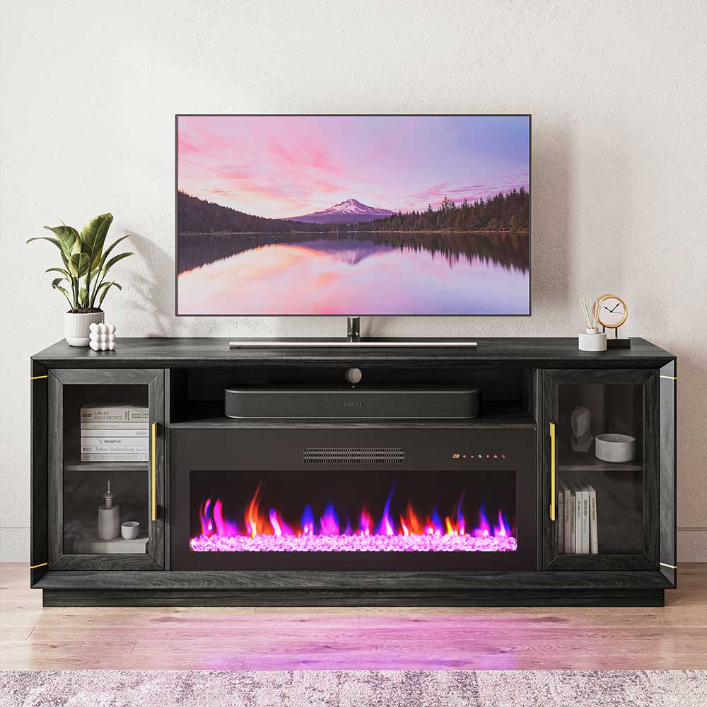 Sienna 74" Glass Door Fireplace TV Stand