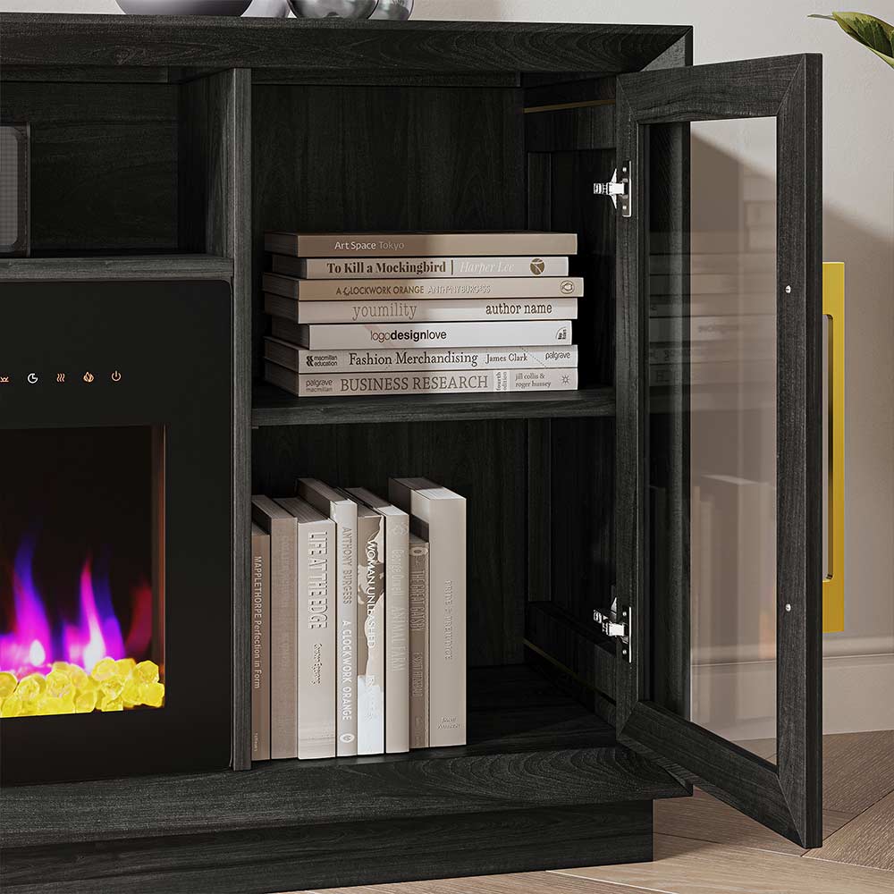Sienna 74" Glass Door Fireplace TV Stand