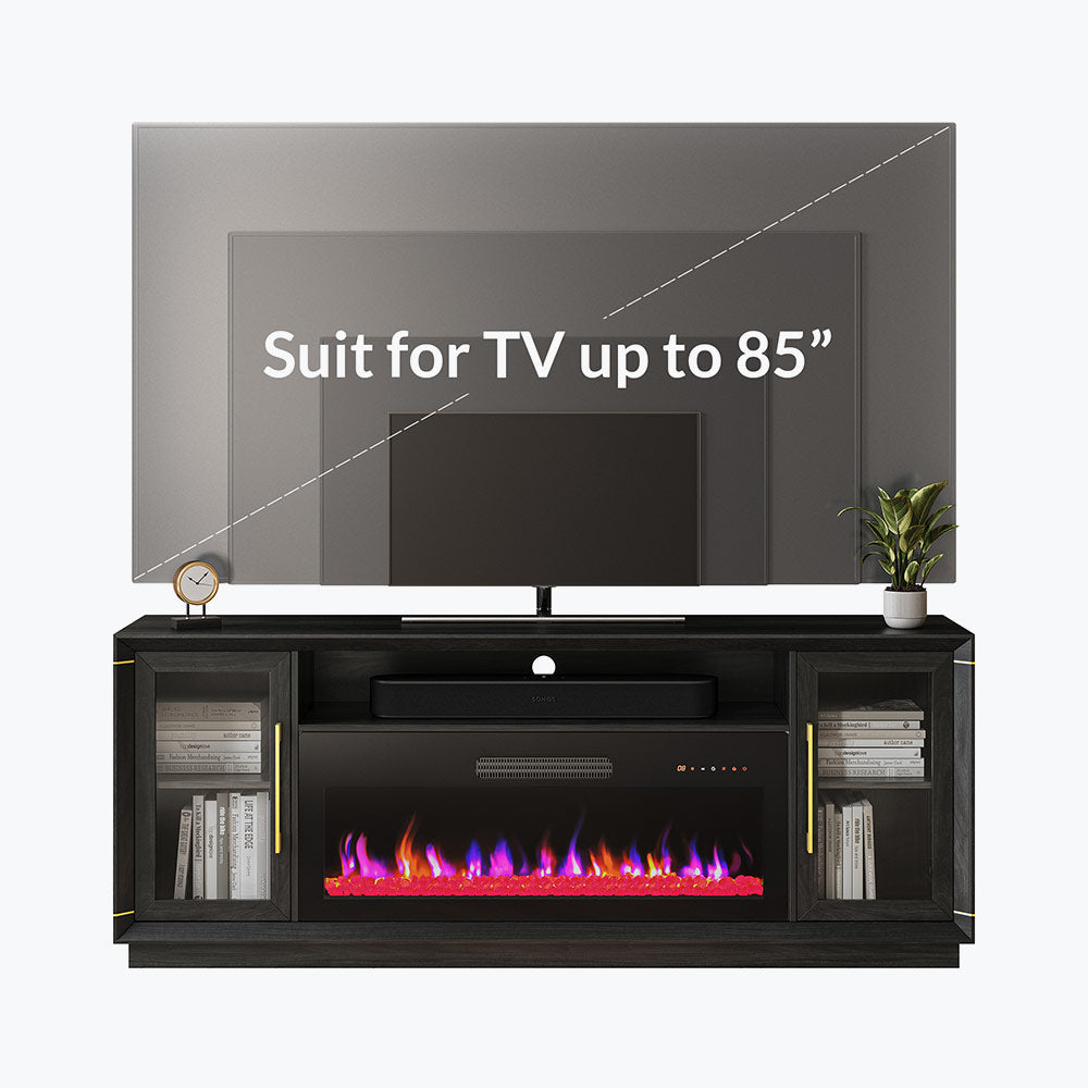 Sienna 74" Glass Door Fireplace TV Stand