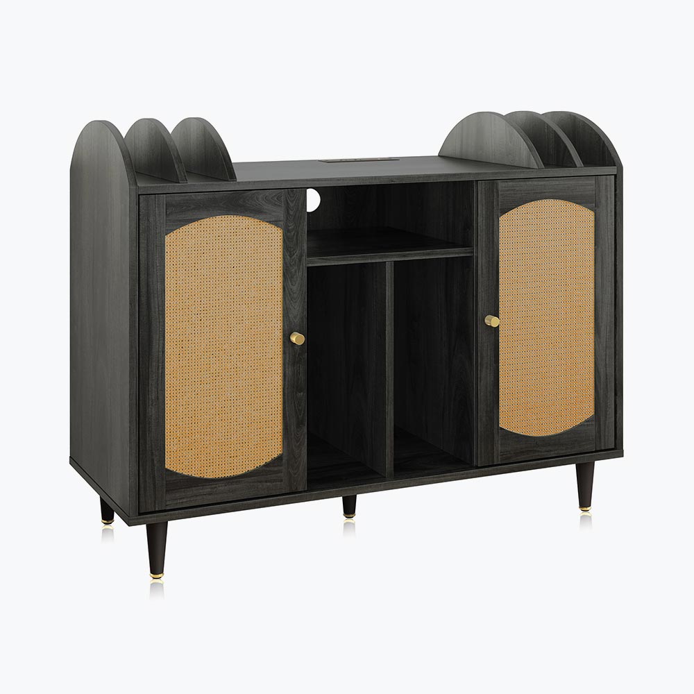 38" Rattan Door Record Player Stand