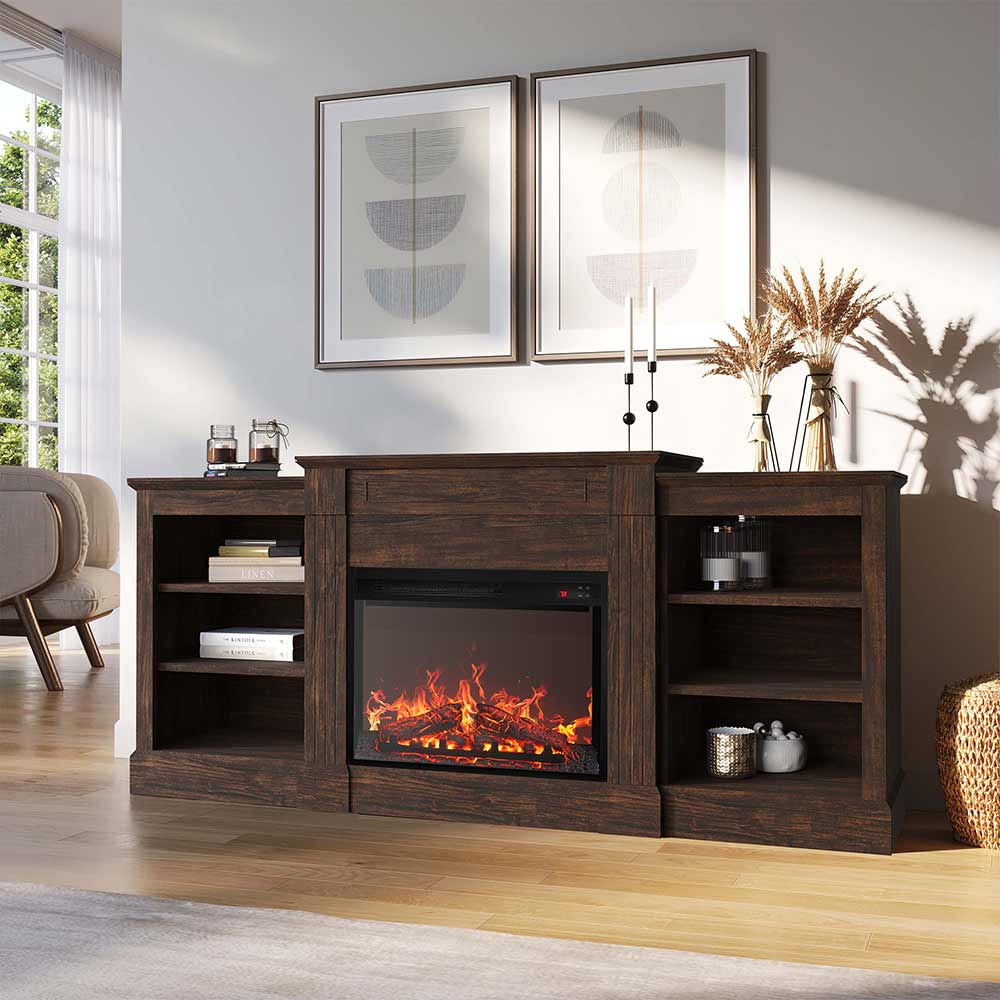 Lenore 66" Glass Door Electric Fireplace TV Stand
