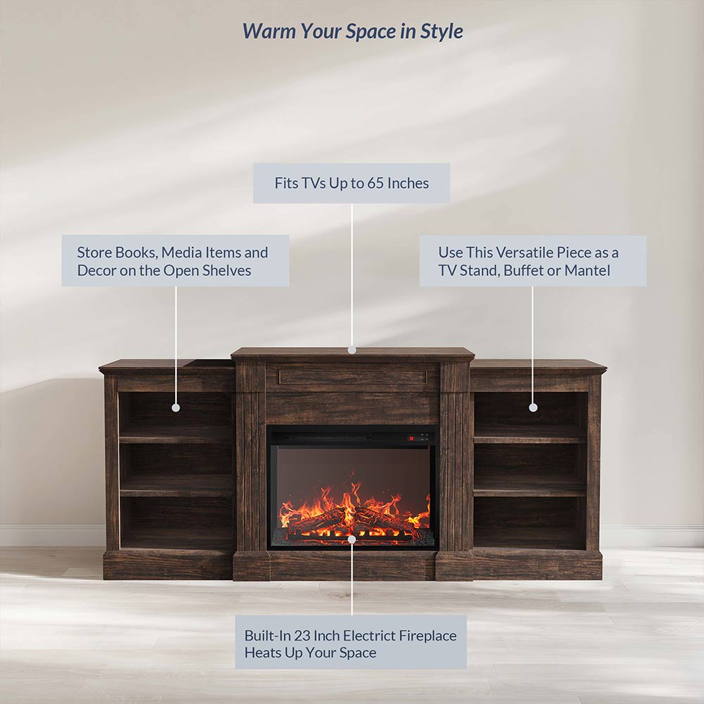 Lenore 66" Glass Door Electric Fireplace TV Stand