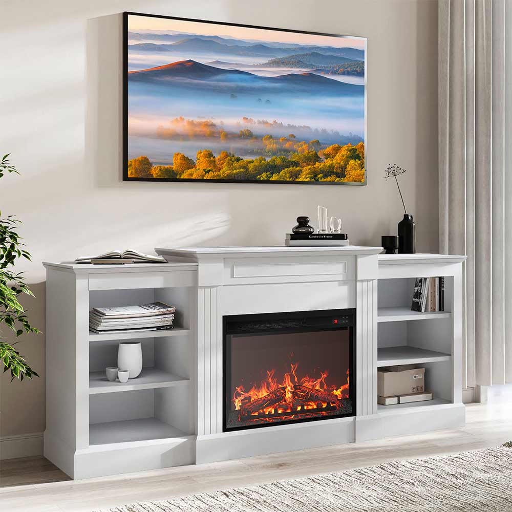 Lenore 66" Glass Door Electric Fireplace TV Stand